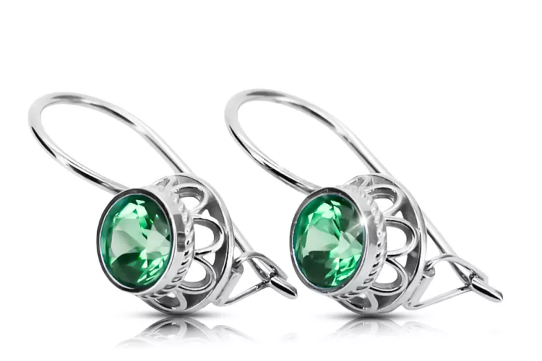 Emerald Sterling silver 925 Earrings Vintage Jewlery vec117s